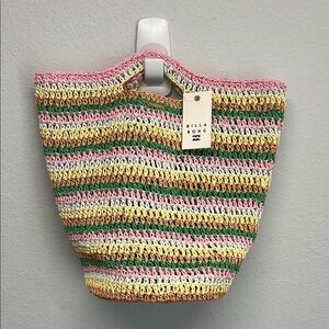 Billabong | Multicolored Striped Straw Farmers Market Beach Tote Bag